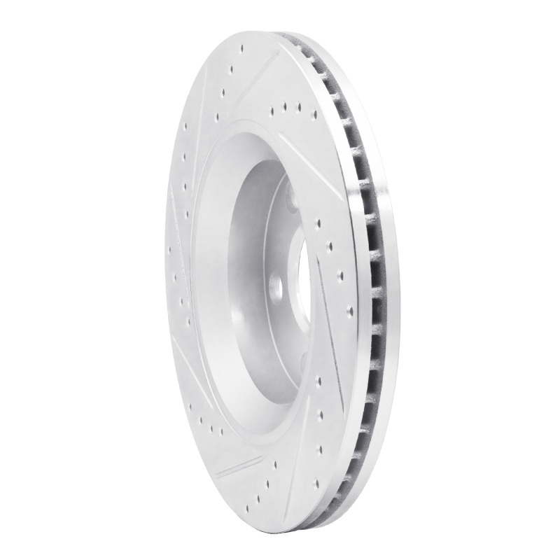 Jeep Wrangler Brake Rotor (1) - Front Right - R1 Concepts - Drilled & Slotted - Silver - `12-`18